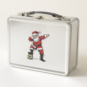 Vintage Weihnachtsmann Fußball Weihnachten Sportsh Metall Brotdose