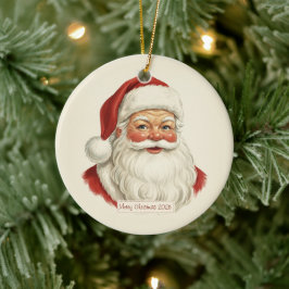 Vintage-Weihnachtsmann-Gesicht-Illustration Weihna Keramik Ornament