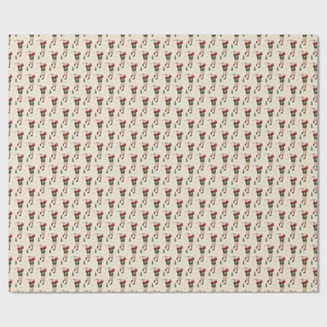 Vintage-Weihnachtsmann-Golf-Geschenkpapier Geschenkpapier (Flach)