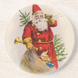 Vintage-Weihnachtsmann-Grußkarte Druck Untersetzer