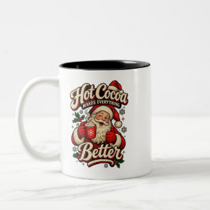 Vintage-Weihnachtsmann-Heiße Schokolade Macht Alle Zweifarbige Tasse