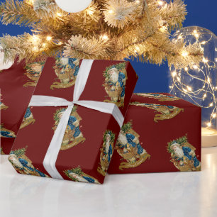 Vintage-Weihnachtsmann-Hirsch Klassisches Weihnach Geschenkpapier