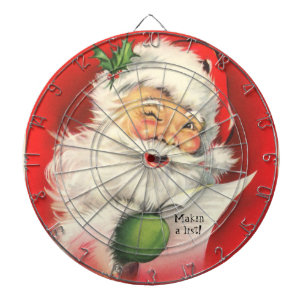 Vintage-Weihnachtsmann-Illustration - Dartboard Dartscheibe