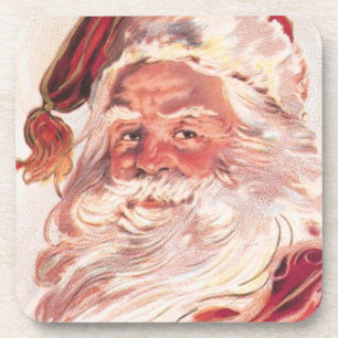 Vintage-Weihnachtsmann-Illustration Getränkeuntersetzer