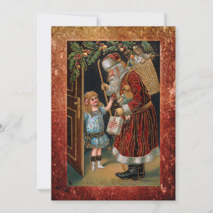 Vintage Weihnachtsmann im antiken Rahmen Feiertagskarte
