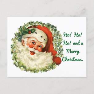 Vintage Weihnachtsmann im Kranz Feiertagspostkarte