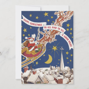 Vintage-Weihnachtsmann im Schlitten Einladung