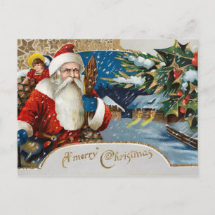 Vintage Weihnachtsmann im Winter Feiertagspostkarte