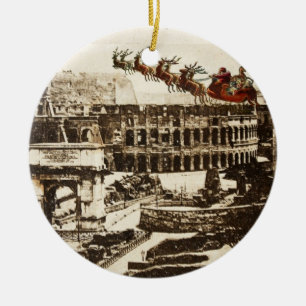 Vintage Weihnachtsmann in Rom Italien Weihnachtsba Keramik Ornament