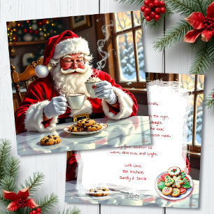 Vintage Weihnachtsmann isst Kekse   Süße Personali Feiertagskarte