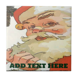 Vintage-Weihnachtsmann-Kacheln, Text hinzufügen Fliese