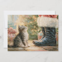 Vintage-Weihnachtsmann-Kätzchen-Baum-Weihnachten