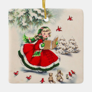 Vintage Weihnachtsmann Keramik Ornament Obelisk