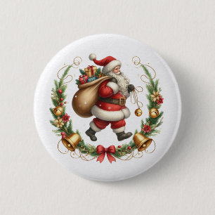 Vintage-Weihnachtsmann-Knopf Button
