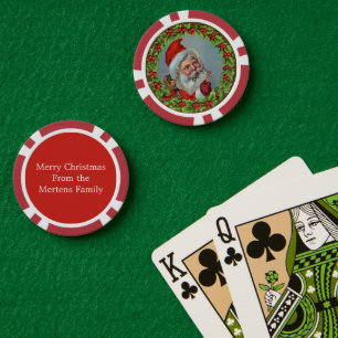 Vintage-Weihnachtsmann-Kranz Frohe Weihnachtsbotsc Pokerchips