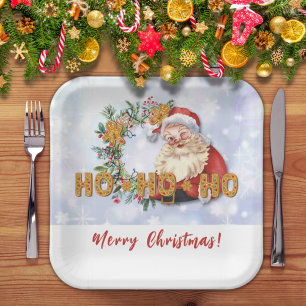 Vintage Weihnachtsmann & Lebkuchen Ho-Ho-Ho Pappteller