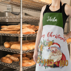 Vintage Weihnachtsmann & Lebkuchen Ho-Ho-Ho Person Schürze