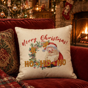 Vintage Weihnachtsmann & Lebkuchen Ho-Ho-Ho Weihna Kissen