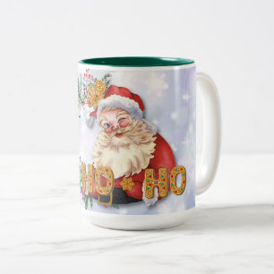 Vintage Weihnachtsmann & Lebkuchen Ho-Ho-Ho Zweifarbige Tasse