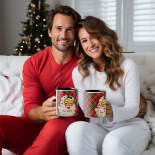 Vintage Weihnachtsmann mehrsprachiges Frohe Weihna Zweifarbige Tasse