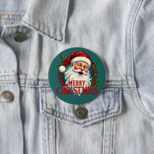 Vintage-Weihnachtsmann-Merry-Christmas-Illustratio Button