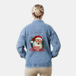 Vintage-Weihnachtsmann-Merry-Christmas-Illustratio Jeansjacke