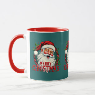 Vintage-Weihnachtsmann-Merry-Christmas-Illustratio Tasse