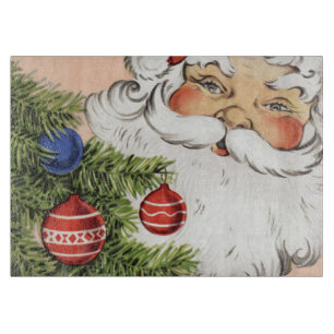 Vintage-Weihnachtsmann mit Baumschmuck Schneidebrett