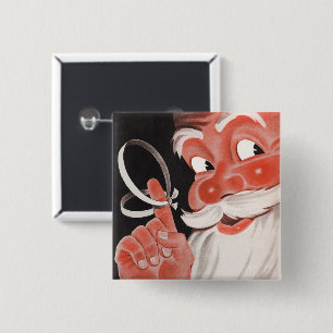 Vintage Weihnachtsmann mit Erinnerungsschnur am Fi Button