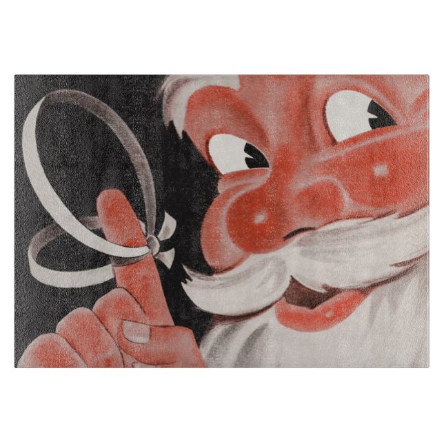 Vintage Weihnachtsmann mit Erinnerungsschnur am Fi Schneidebrett (Vorderseite)