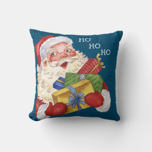 Vintage Weihnachtsmann mit Geschenken Ho Ho Ho Kis Kissen