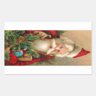 Vintage Weihnachtsmann mit Geschenken Rechteckiger Aufkleber