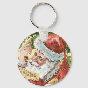 Vintage-Weihnachtsmann mit Liste Schlüsselanhänger