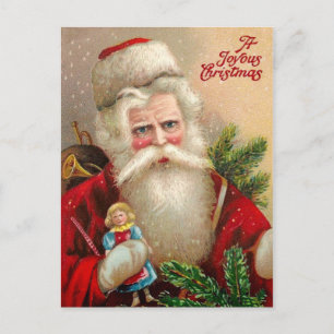 Vintage Weihnachtsmann mit Puppe Feiertagspostkarte