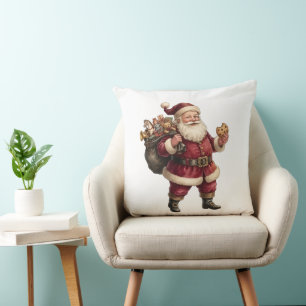 Vintage-Weihnachtsmann mit Spielzeugsack und lecke Kissen