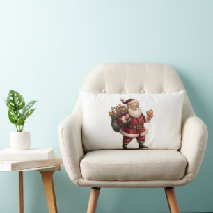 Vintage-Weihnachtsmann mit Spielzeugsack und lecke Lendenkissen