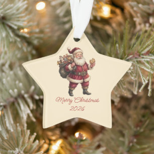 Vintage-Weihnachtsmann mit Spielzeugsack und lecke Ornament