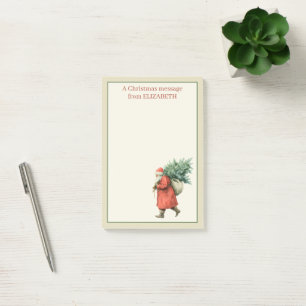 Vintage Weihnachtsmann mit Weihnachtsbaum Post-it Klebezettel