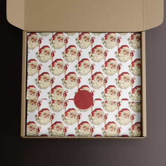 Vintage Weihnachtsmann mit Zuckerstange. Seidenpapier
