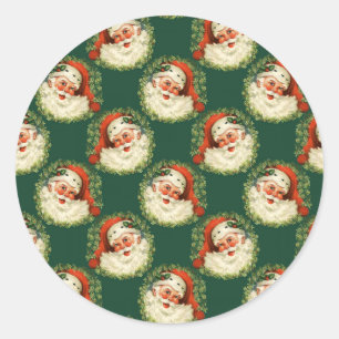Vintage Weihnachtsmann Muster Weihnachten Runder Aufkleber