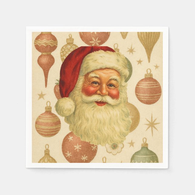 Vintage-Weihnachtsmann-Papier-Servietten Serviette (Vorderseite)