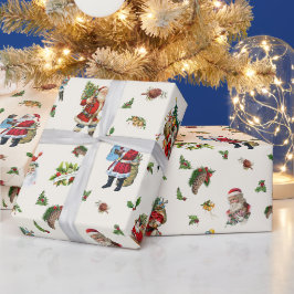 Vintage-Weihnachtsmann personalisiertes Weihnachte Geschenkpapier