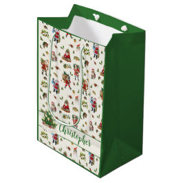 Vintage-Weihnachtsmann personalisiertes Weihnachte Mittlere Geschenktüte