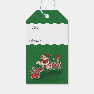 Vintage Weihnachtsmann-Pfefferminz-Zug Geschenkanhänger
