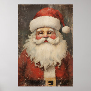 Vintage-Weihnachtsmann-Plakat mit abgenutztem Fini Poster