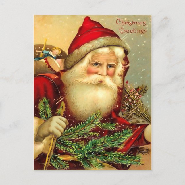 Vintage Weihnachtsmann-Postkarte Feiertagspostkarte (Vorderseite)