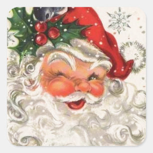 Vintage Weihnachtsmann Quadratischer Aufkleber