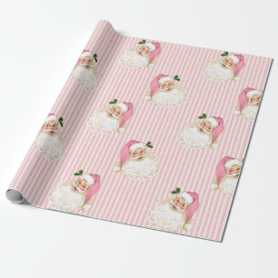Vintage-Weihnachtsmann & rosa gestreifte Weihnacht Geschenkpapier