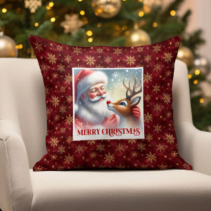 Vintage-Weihnachtsmann-Rudolph-Weihnachts-Pillow-W Kissen