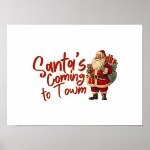 Vintage Weihnachtsmann: Santa kommt in die Stadt Poster